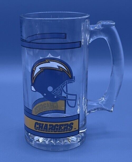 Vintage NFL San Diego Chargers Logo Mug Glass Beer 12 Ounce Los Angeles Chargers - £11.73 GBP