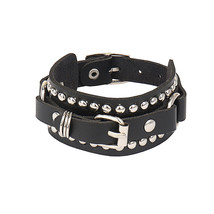 2022 PU Leather Studded Bracelet Punk Bracelet Adjustable Goth Cuff Bracelet Riv - £13.39 GBP
