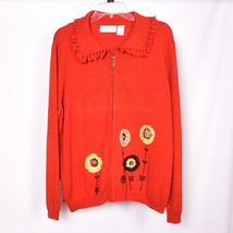 Alfred Dunner Women&#39;s Full Zip Fall Sweater Size XL Orange - $21.92