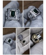 Natural Emerald Zambian Octagon Cut 1.33 carat silver handmade ring - $273.00