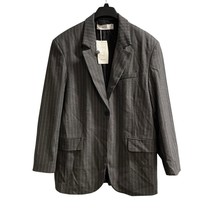 Bershka Blazer Mens XL Gray Striped Oversized Structure Jacket Academia ... - $55.29 CAD