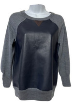 J.Crew Women’s Grey Blue Leather Front Wool Sweater Size S Good Condition - £51.29 GBP