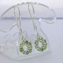 Earrings Green Sapphire Silver Eternity Infinity Dangle Circle Hook Design 135 - £151.84 GBP