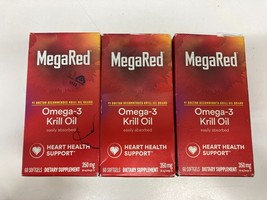 Lot of 3 MegaRed Schieff Omega-3 Krill Oil 350mg 180 Total Softgels 3/25+ - £38.50 GBP