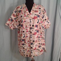 Peaches Uniforms M Snowman Scrub Top Medical Uniform Shirt Holiday Winter - $9.00