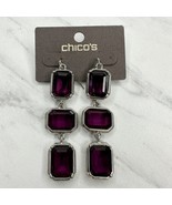 Chico&#39;s Val Lin Purple Rhinestone Silver Tone Dangle Earrings Pierced Pair - £10.90 GBP
