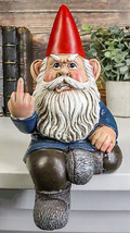 Rude Old Mr Gnome Dwarf Flipping The Bird Ledge Shelf Mantle Sitter Figurine - £15.27 GBP