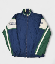 Vintage Starter Jacket Mens L Navy Green Warm Up Windbreaker Logo Full Zip - £22.81 GBP