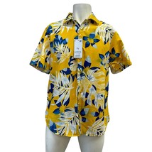 Denim and Flower Shirt Mens Yellow Floral Short Sleeve Button Up, Size XL - £15.50 GBP
