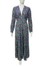 Doen Women&#39;s Charleston Navy Lady Bird Floral Printed Belted Maxi Gown Dress S - £153.87 GBP