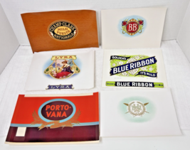 Lot of 6 Antique Cigar Box Tobacco Labels Lyra Porto-Vana Blue Ribbon More - $14.36