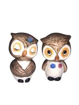 Vintage Ceramic Owl Salt and Pepper Shakers Set Of 2 Korea 2.5” Tall Flo... - $16.00