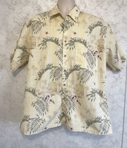 Campia Moda Men&#39;s Hawaiian Shirt Yellow Green Palms Size Large 100% Cotton - £15.47 GBP
