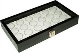 24 Coin Holder Case Black Storage display showcase Box Gem Jar White Jar... - $47.95
