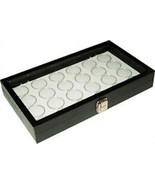 24 Coin Holder Case Black Storage display showcase Box Gem Jar White Jar... - £38.21 GBP