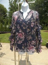 Nwot Chicos Gorgeous Navy Floral 2PC Top 0 4-6 Us - £21.86 GBP