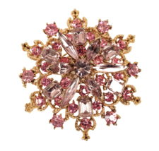 Vintage Pink Lavender Pin Brooch 2.25 Inches Layered Prong Set - £20.59 GBP