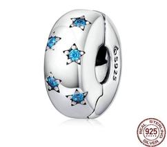 925 Sterling Silver Ocean Blue Star Clip Charm Stopper fit for Original Silver B - £19.83 GBP