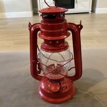 Small Red Winged Kerosene Oil Burning Hurricane Railroad Lantern 9.5” - £10.85 GBP