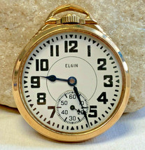 Vtg 1935 Elgin BW Raymond 10K Gold Filled Pocket Watch 21J 16S 33743157 RR Grade - £402.09 GBP