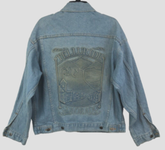 Telluride Colorado Vintage 90s Ski Camping Resort Embossed Blue Denim Jacket S - $91.74