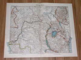 1911 Antique Map Of Central Africa German Colony Ostafrika Tanzania Kenya Congo - £26.57 GBP