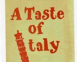 A Taste of Italy Menu Fourth NW Albuquerque New Mexico 1970&#39;s - £13.98 GBP