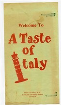 A Taste of Italy Menu Fourth NW Albuquerque New Mexico 1970&#39;s - £14.01 GBP