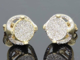 2.00Ct Lab-Created Diamond Delicate Cluster Stud Earrings 14K Yellow Gold Plated - £40.17 GBP