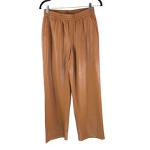 Elie Tahari Womens Faux Leather Pants Pull On Wide Leg Brown S - £18.86 GBP