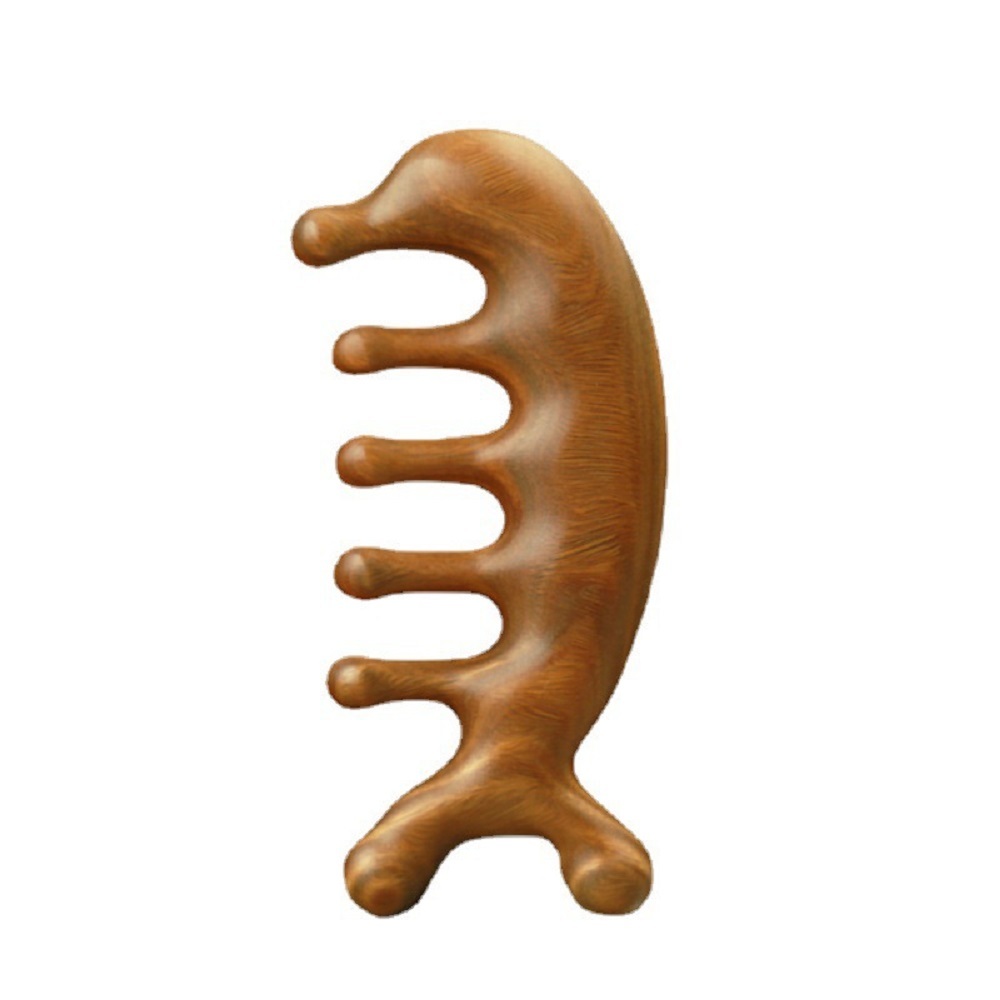 Multi-functional Green Sandalwood Wood Massager Comb Gua Sha Comb  - $17.80