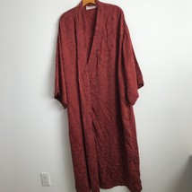 Vtg Victorias Secret Robe L Red Floral Jacquard Long Sleeve Kimono Floor Length - £56.00 GBP