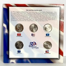 2002 D State Quarters 25c US Mint 5 Coin Set On Info Card MS, IN, LA, OH... - $7.95