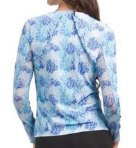 NWT GOTTEX Coral Reef Blue Aqua Long Sleeve Crew Neck Shirt Ruffle Trim S M L XL image 2