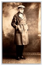 RPPC Studio View Named Subject Lum Fletcher Young Man in Coat UNP Postca... - $8.86
