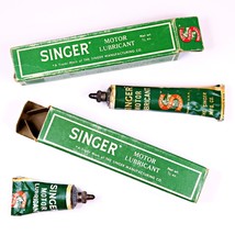 Singer Motor Lubricant 0.5oz Lot of 2 1940s Tubes in Original Green Boxe... - €25,33 EUR