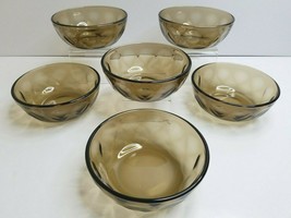 Pyrex Ovenware Teardrop Amber Glass Vintage 6 Fireside Thumbprint Cereal Bowls - £54.48 GBP