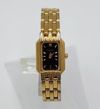 Pulsar by Seiko Women Black Dial Stainless Steel Gold Band New Battery - $39.90