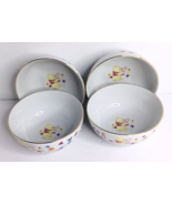 4 Soup Or Cereal Bowl Gold Rim Disney Winnie The Pooh and Piglet Floral New - $50.08 CAD