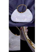 Delill Evening Bag White Beaded Gold Handle Faux Mother of Pearl Art Dec... - $137.07 CAD