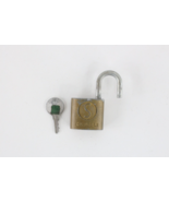 Vintage 50s Slaymaker Cylinder Brass Steel Pad Lock with Key USA Gold - $29.65