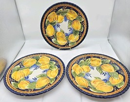 Z Gallerie Palermo 3 Dinner Hand Painted Plates, by Tabletops  Lemon Pat... - $59.00