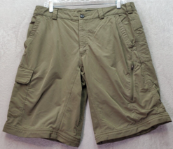 Eastern Mountain Sports Cargo Shorts Mens Size 34 Green Nylon Pockets Flat Front - £16.75 GBP