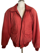 Retro Wilson&#39;s Adventure Bound Women&#39;s Red Suede Bomber Jacket Medium - £56.94 GBP