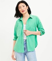 Ann Taylor LOFT Women Mint Pop Green Long Sleeve Button Front Shirt Sz S Cotton - £27.96 GBP