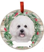Bichon Frise Dog Wreath Ornament Personalizable Christmas Holiday Decora... - £11.33 GBP