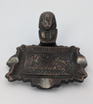 Art Deco Egyptian Revival Pharaoh Dresser Ashtray Antiqued Metal Vintage - £16.45 GBP