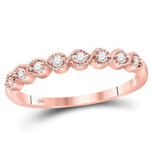 10kt Rose Gold Womens Round Diamond Stackable Band Ring 1/10 Cttw - £202.35 GBP