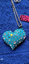 New Betsey Johnson Necklace Heart Blueish Rhinestone Valentine Love Collectible - £12.01 GBP