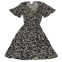 Donna Morgan Wrap Dress Size 8 Medium Animal Print Black White Brown Pol... - $14.63
